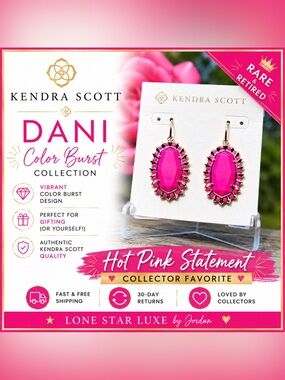 Kendra Scott Dani Color Burst Retired Neon Pink Earrings|Collector Favorite